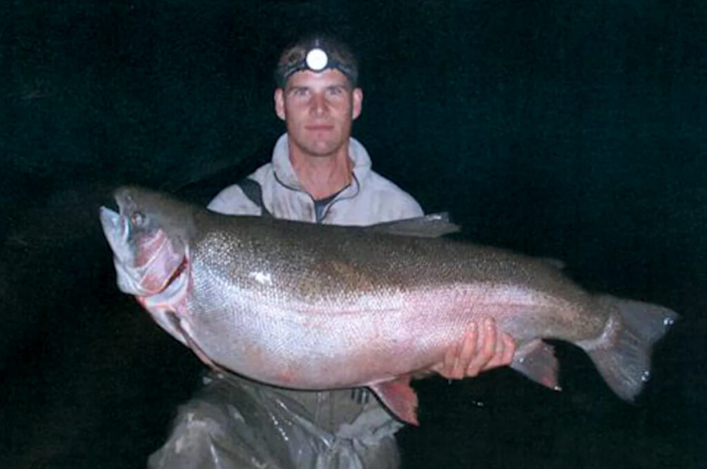 a photo of the world-record rainbow trout